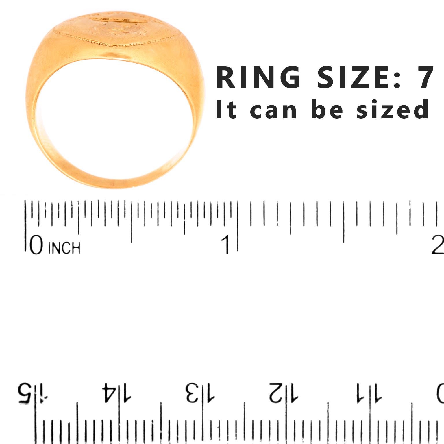 Anillo de sello de oro antiguo con ardilla 1