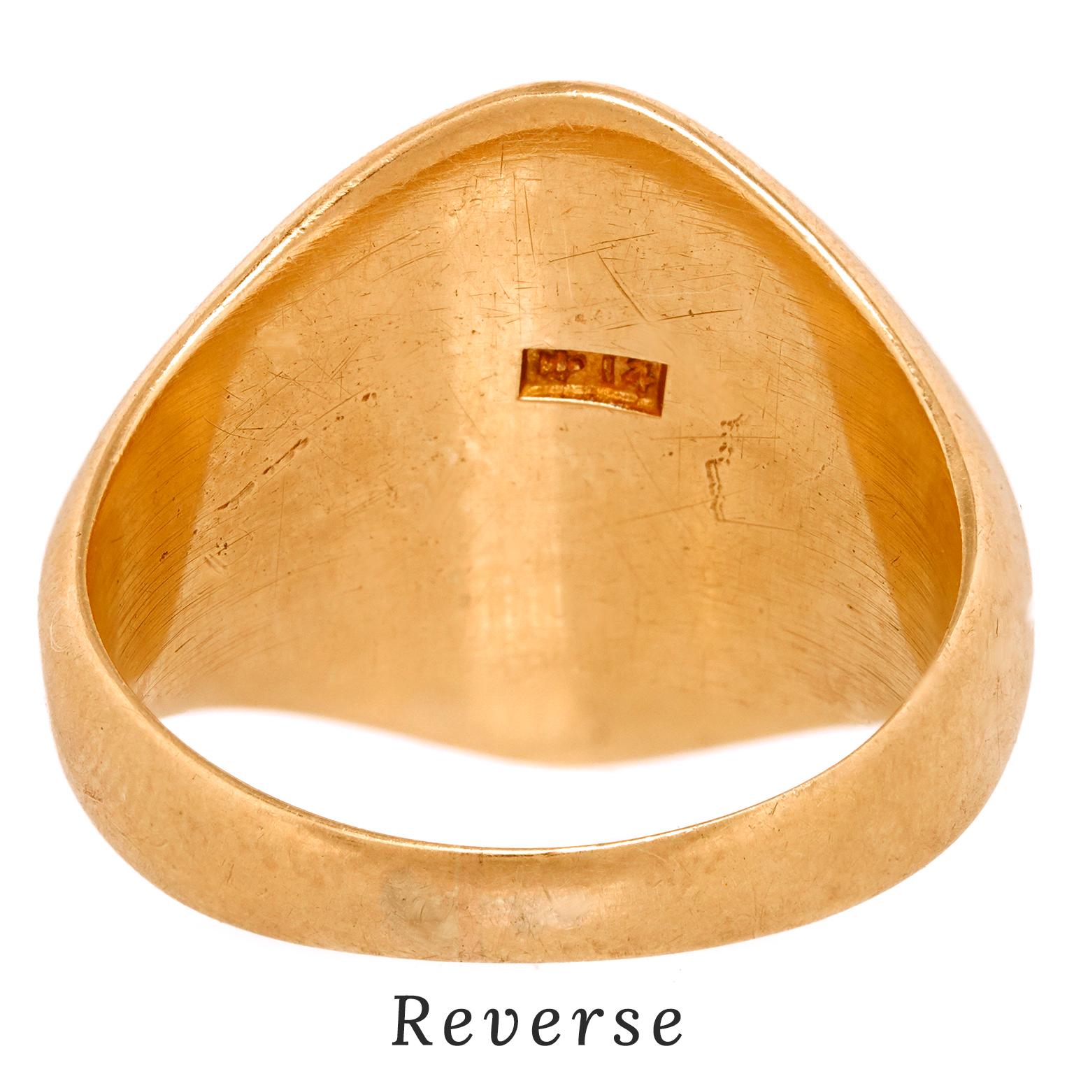 Anillo de sello de oro antiguo con ardilla 4