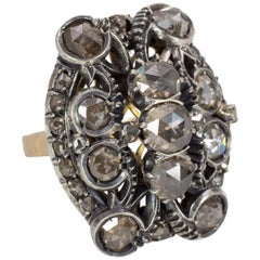 Antique Gold, Silver and 5 Carat Diamond Ring, Early 20th Century