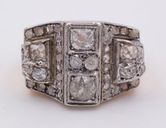Antique Gold, Silver and Diamond Ring, 1930s