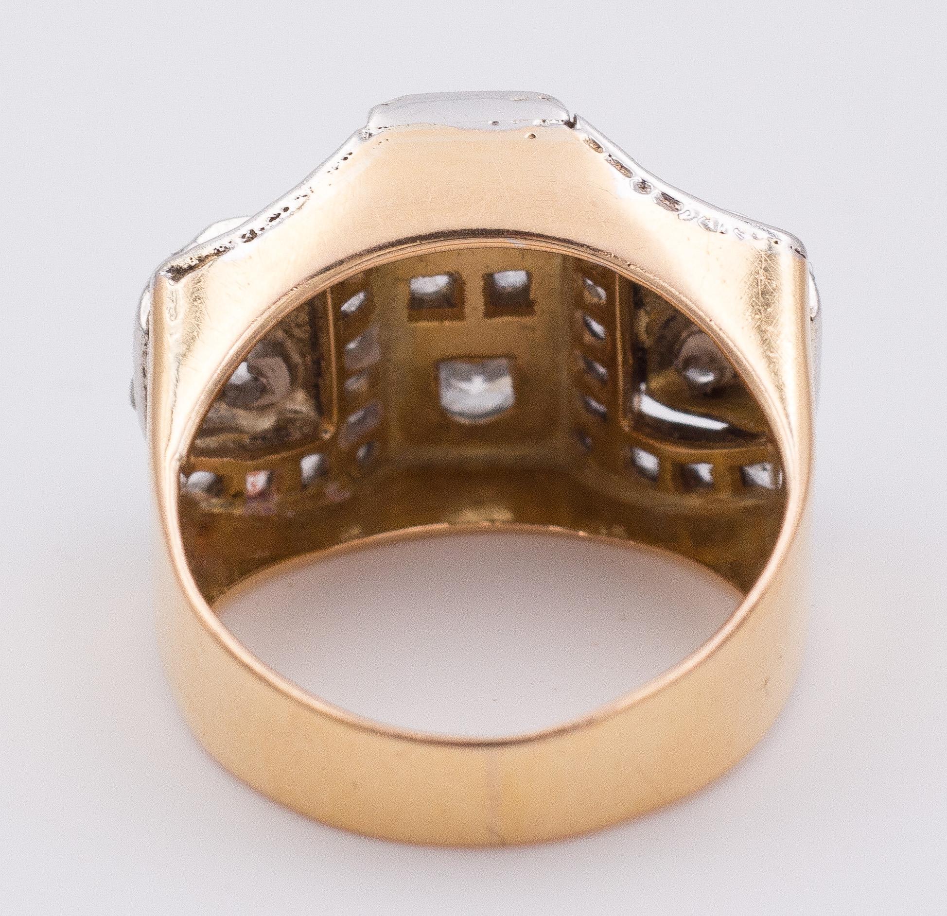 Antique Gold, Silver and Diamond Ring, 1930s In Good Condition For Sale In Bologna, IT