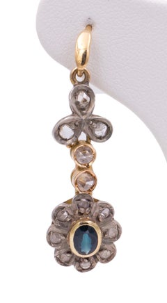 Antique Gold, Silver, Diamond and Sapphire Earrings, 1920s