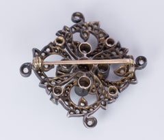 Antique Gold, Silver, Pearl and Diamond Brooch, Early 20th Century