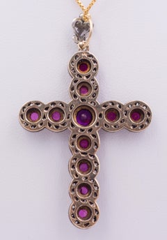 Antique Gold, Silver, Ruby and Diamond Crucifix Pendant, Early 20th Century