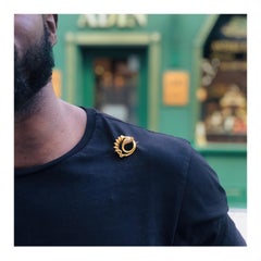 Antique Gold Snake or Serpent Brooch with Big Diamond