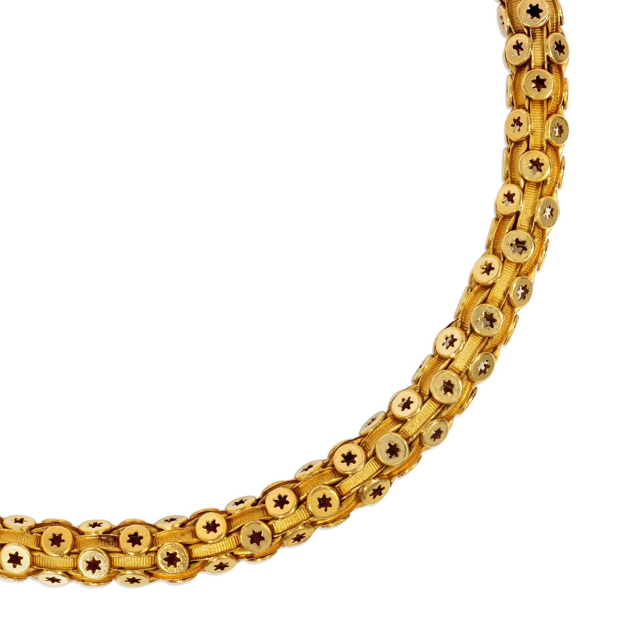 Antique Gold Star Motif Barrel Chain Necklace View 5