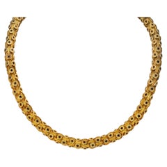 Antique gold star motif barrel chain necklace
