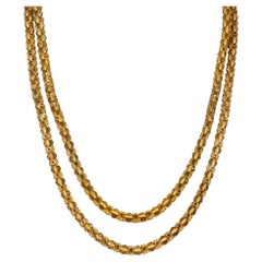 Antique gold star motif long guard chain