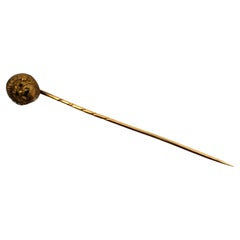 Antique Gold Stick Pin Featuring Classical Grotesque Mask, English, c.1880
