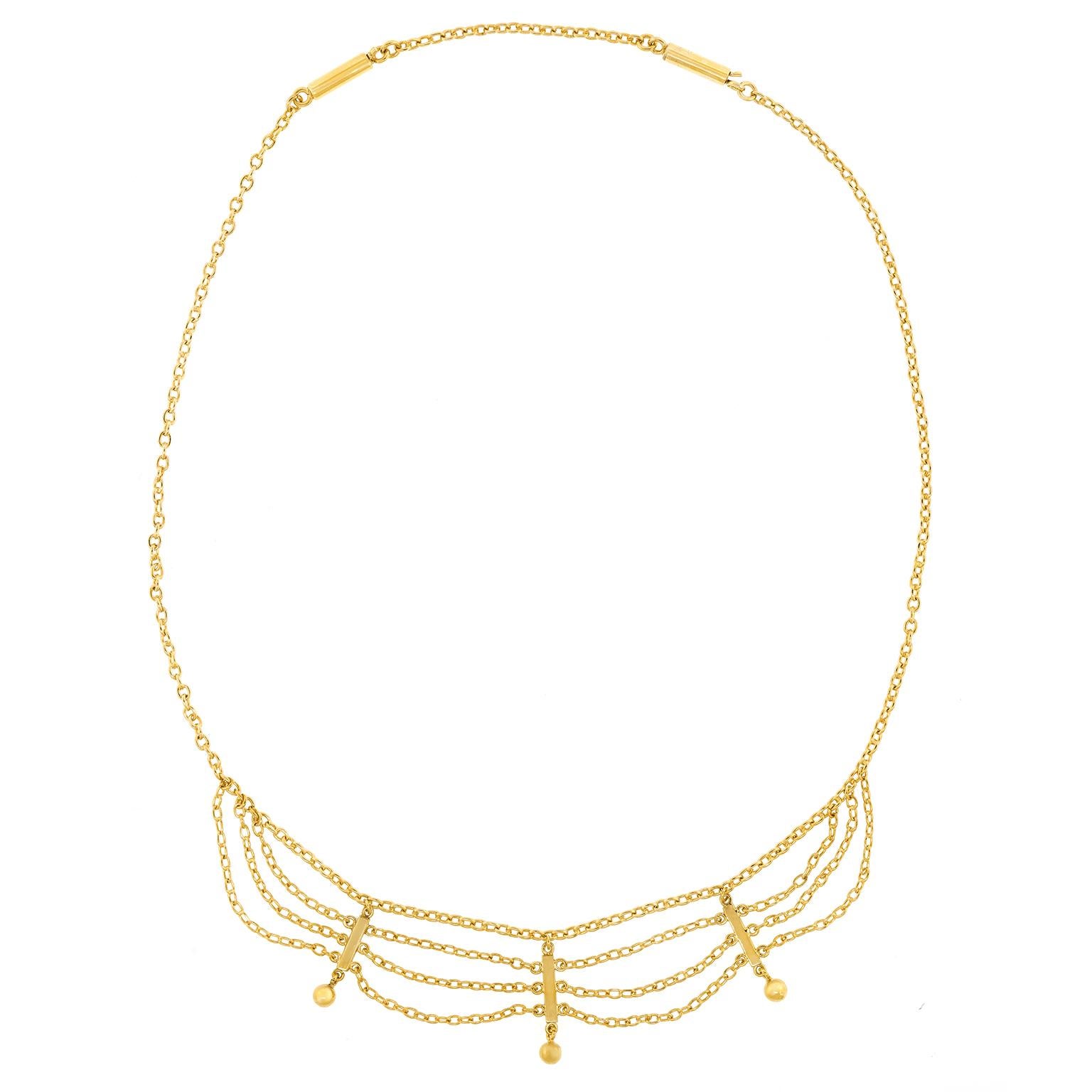 Victorian Antique Gold Swag Necklace For Sale