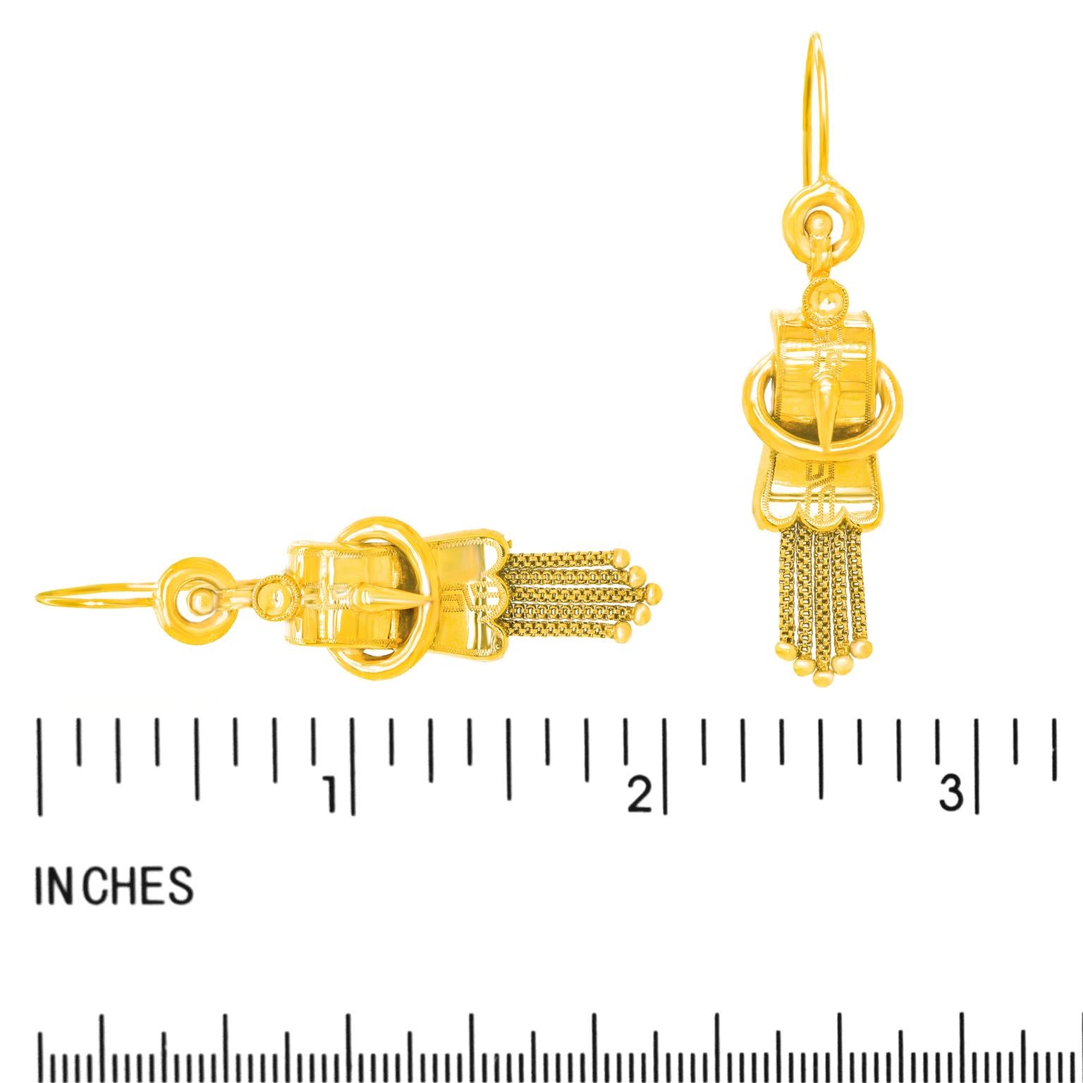 Women's or Men's Antique Gold Tassel Earrings