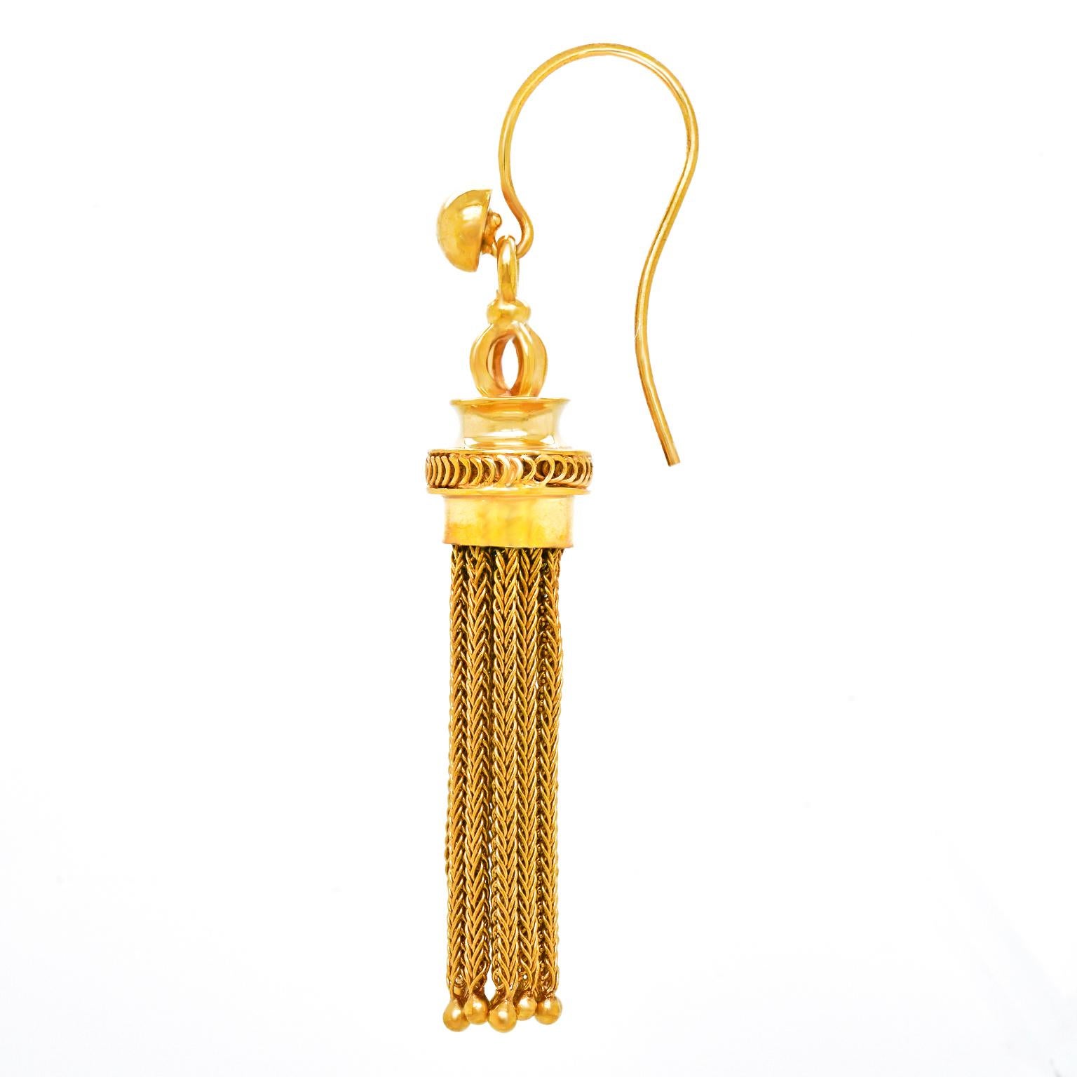 Antique Gold Tassel Earrings 1