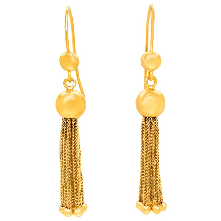 Antique Gold Tassel Earrings at 1stDibs