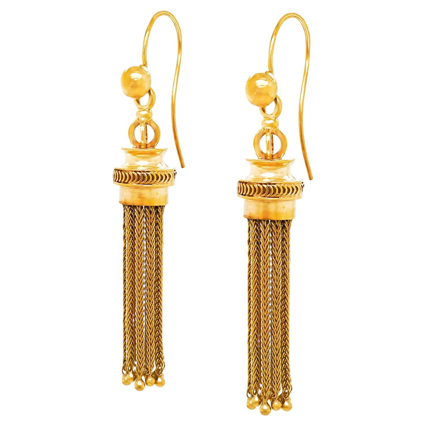 Antique Gold Tassel Earrings