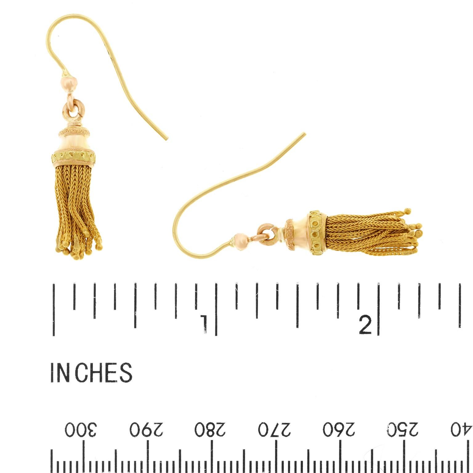 Antique Gold Tassel Earrings, French 1