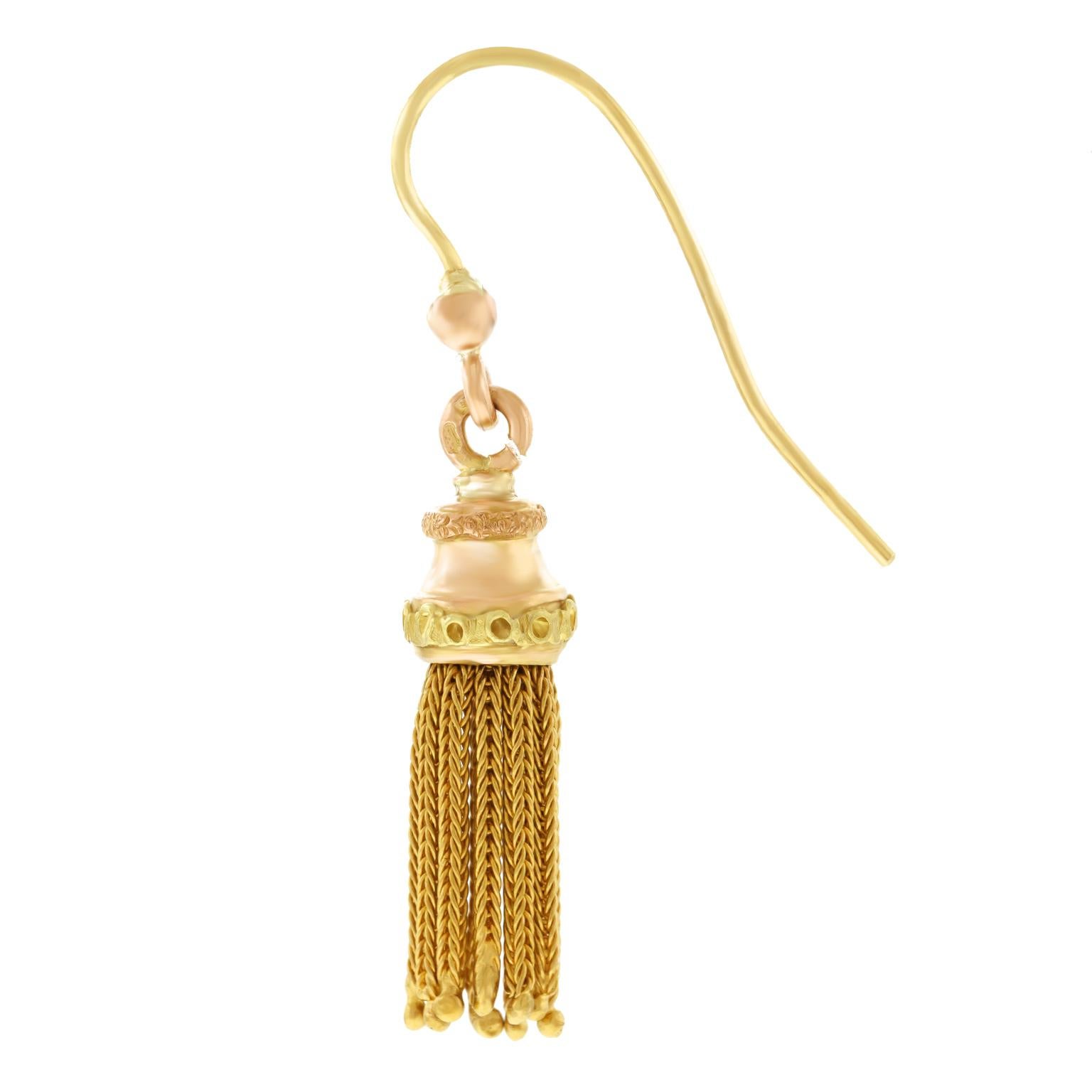 Antique Gold Tassel Earrings, French 2