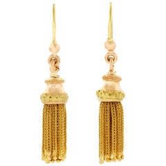 Antique Gold Tassel Earrings, French Antique Gold Tassel Earrings, French