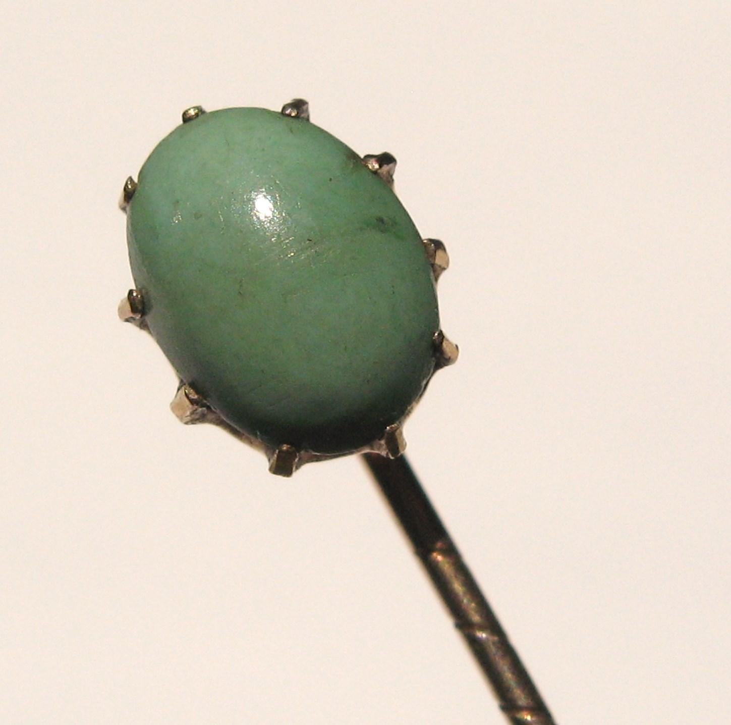 Victorian Antique Gold Turquoise Stick Pin 10 Karat For Sale