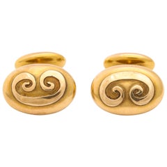 Antique Gold Unisex Art Nouveau Cufflinks