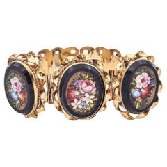 Antikes Gold Vermeil Floral Micro Mosaic Armband