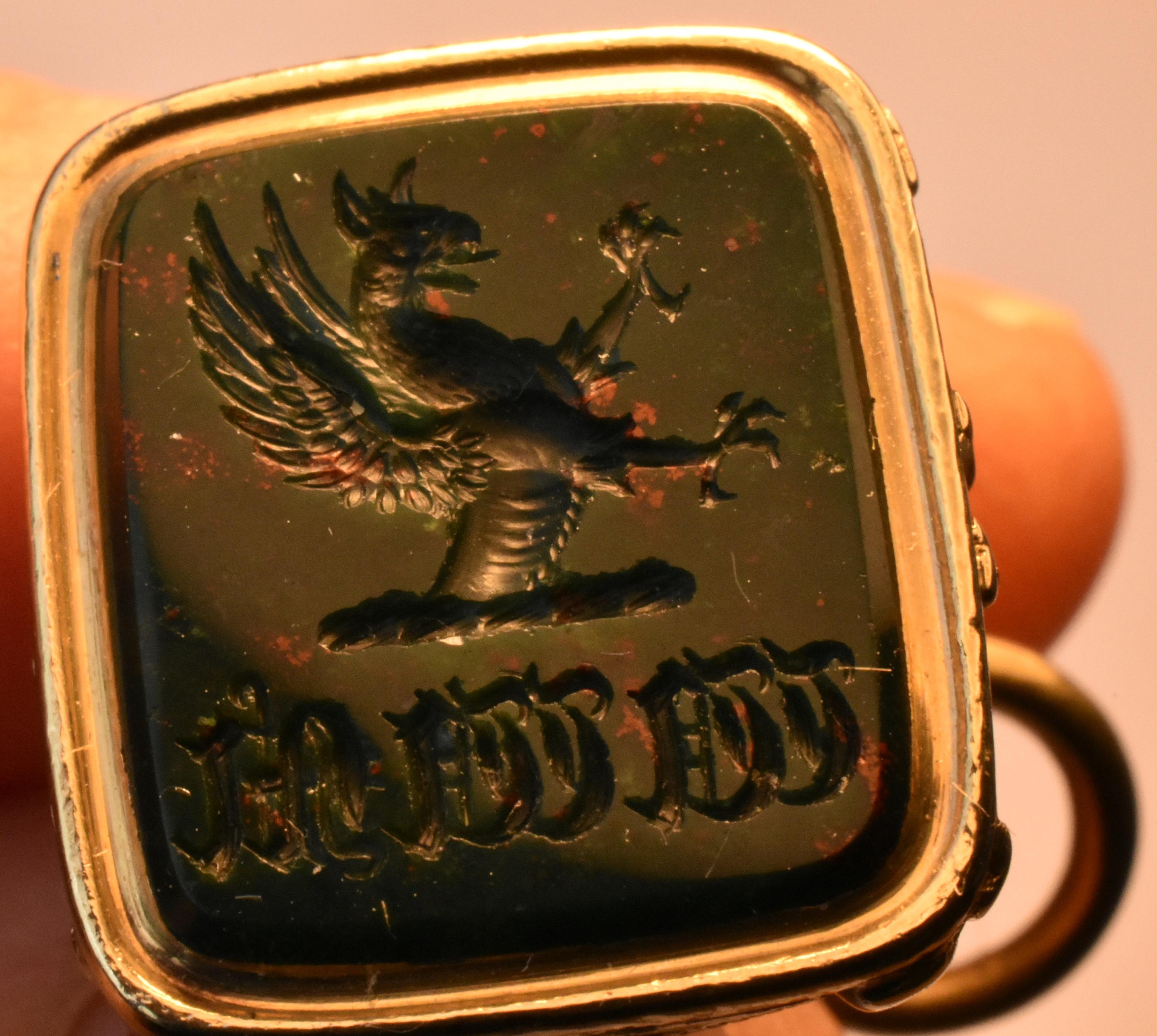 Antique Gold Victorian Watch Key and Fob Seal in the Form of a Trumpet In Excellent Condition In Baltimore, MD