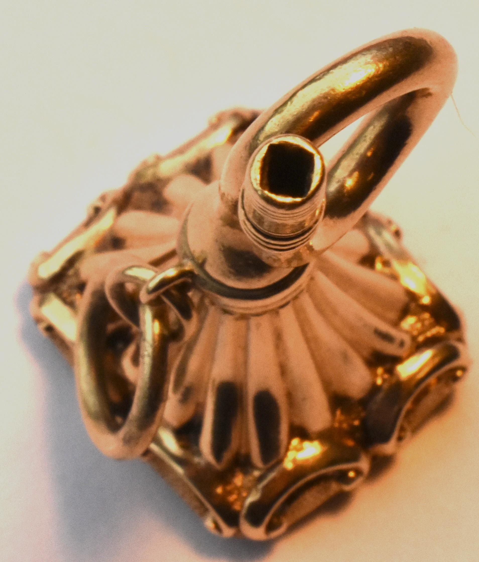 Women's or Men's Antique Gold Victorian Watch Key and Fob Seal in the Form of a Trumpet