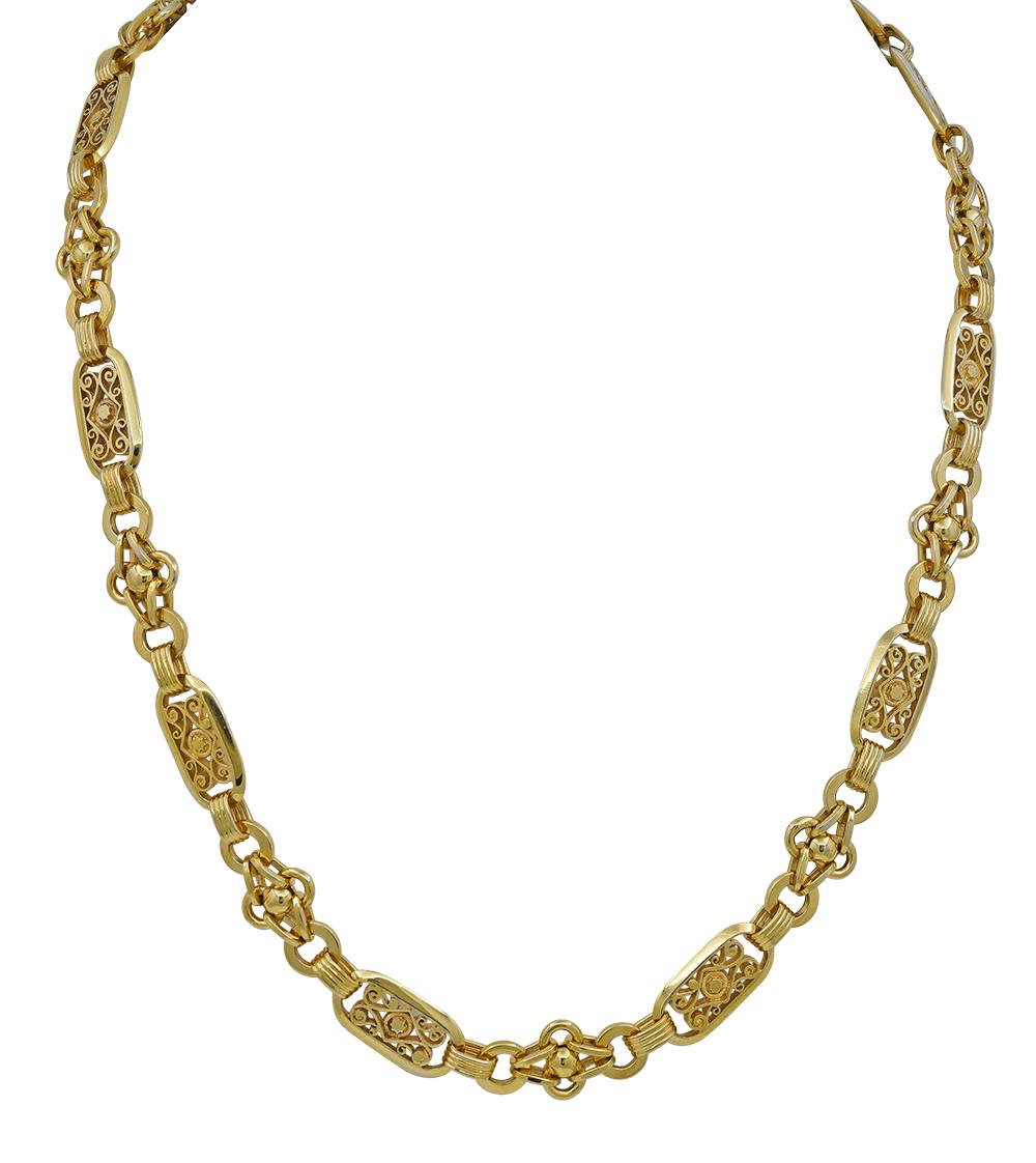 antique gold watch chain necklace