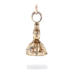 Antique Gold Watch Fob, 10K Gold, Victorian Watch Fob Charm, Antique Intaglio