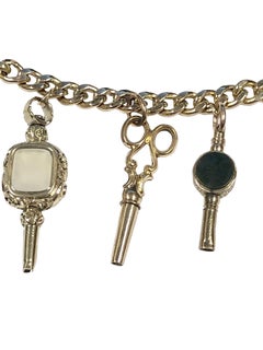 Antique Gold Watch Key Fob Bracelet