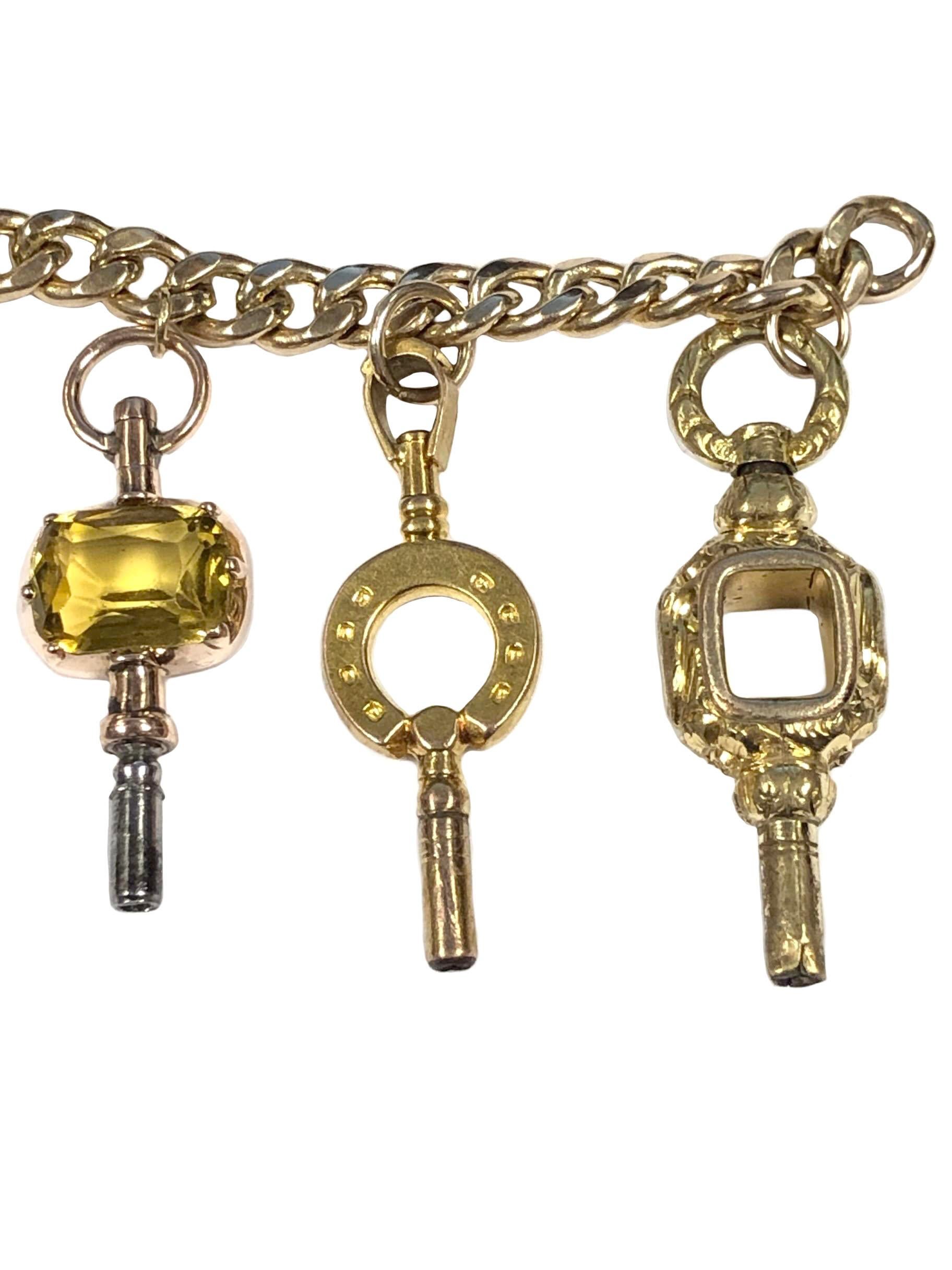 Antikes Golduhr-Schlüsselarmband mit Knopfleiste für Damen oder Herren im Angebot