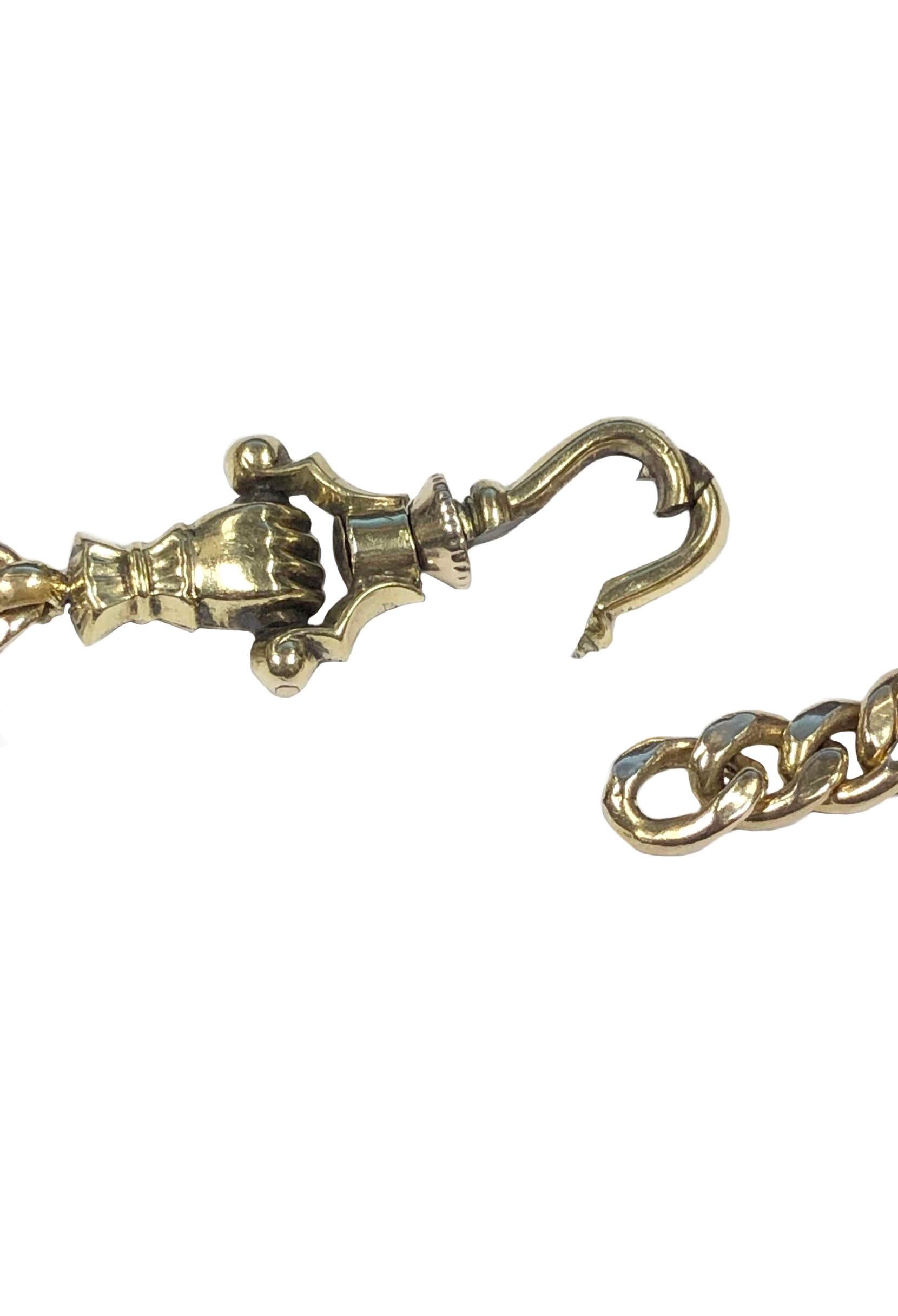 Victorian Antique Gold Watch Key Fob Bracelet For Sale