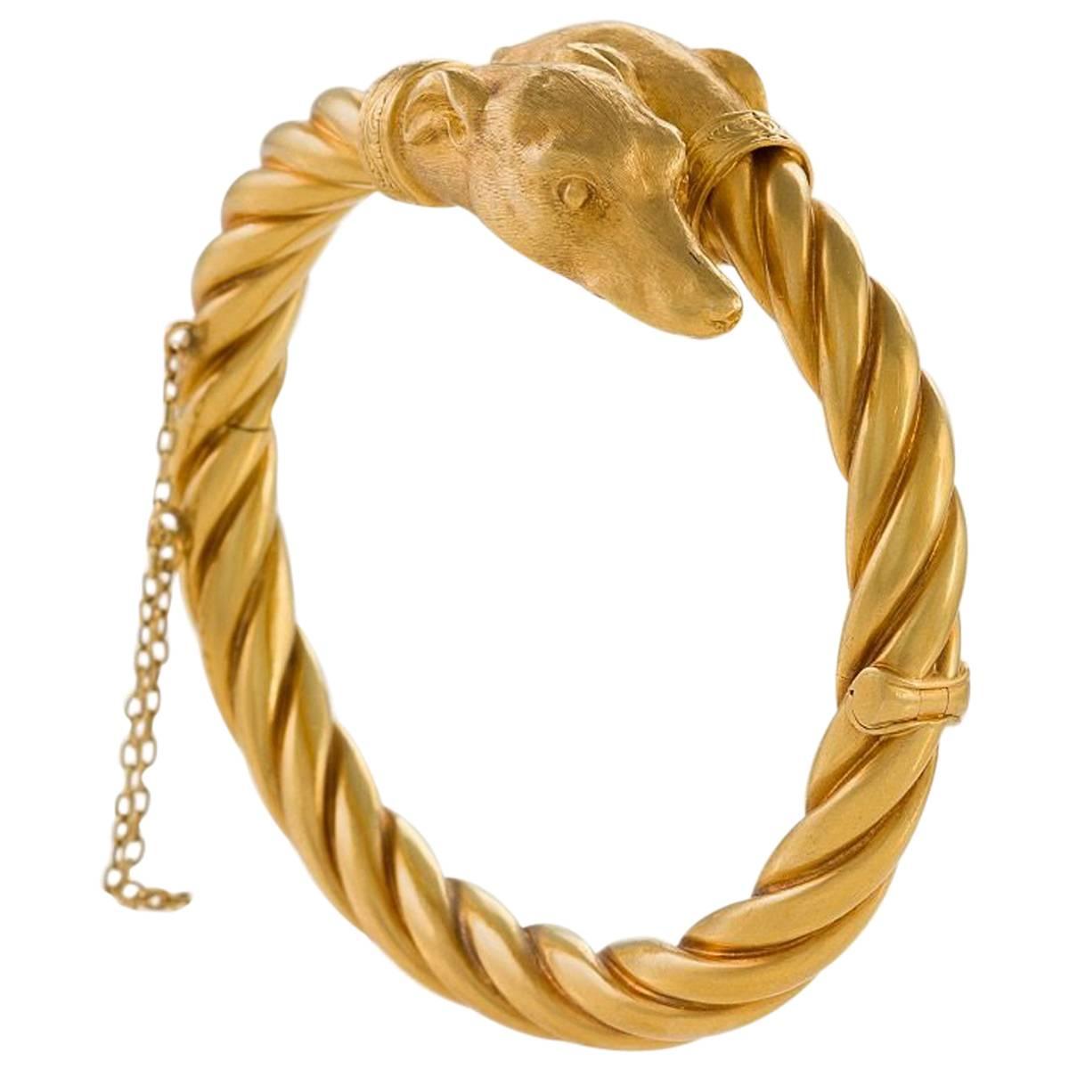 Antique Gold "Whippet" Dog Bracelet