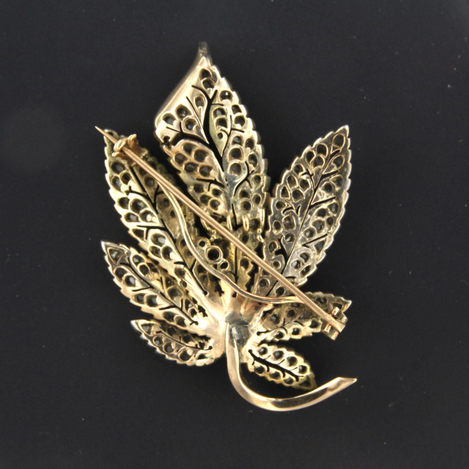 Antique Gold with Silver Diamond Brooch In Good Condition For Sale In The Hague, ZH