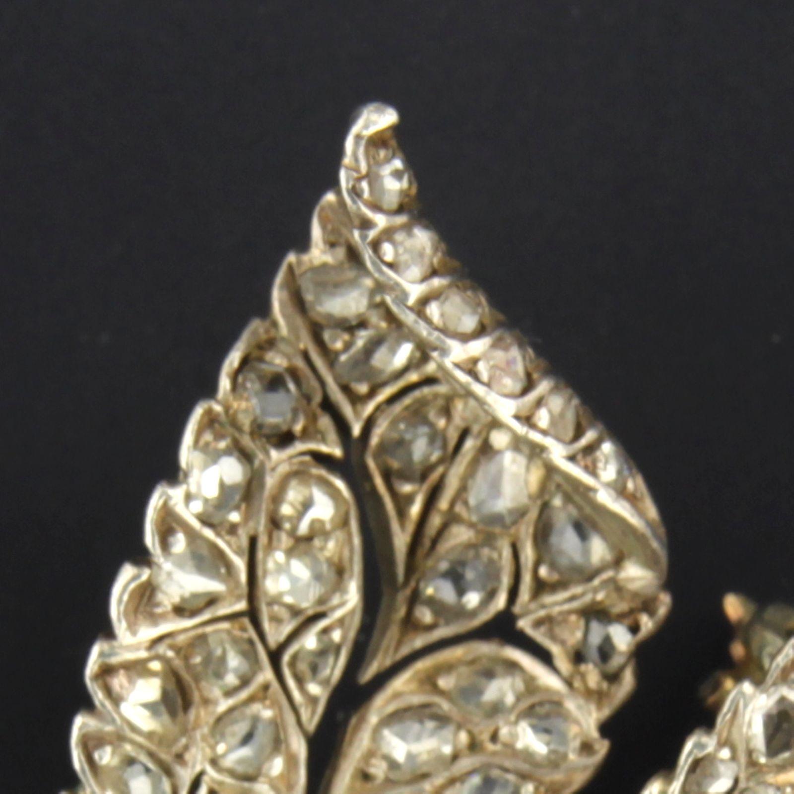 Antique Gold with Silver Diamond Brooch For Sale 1
