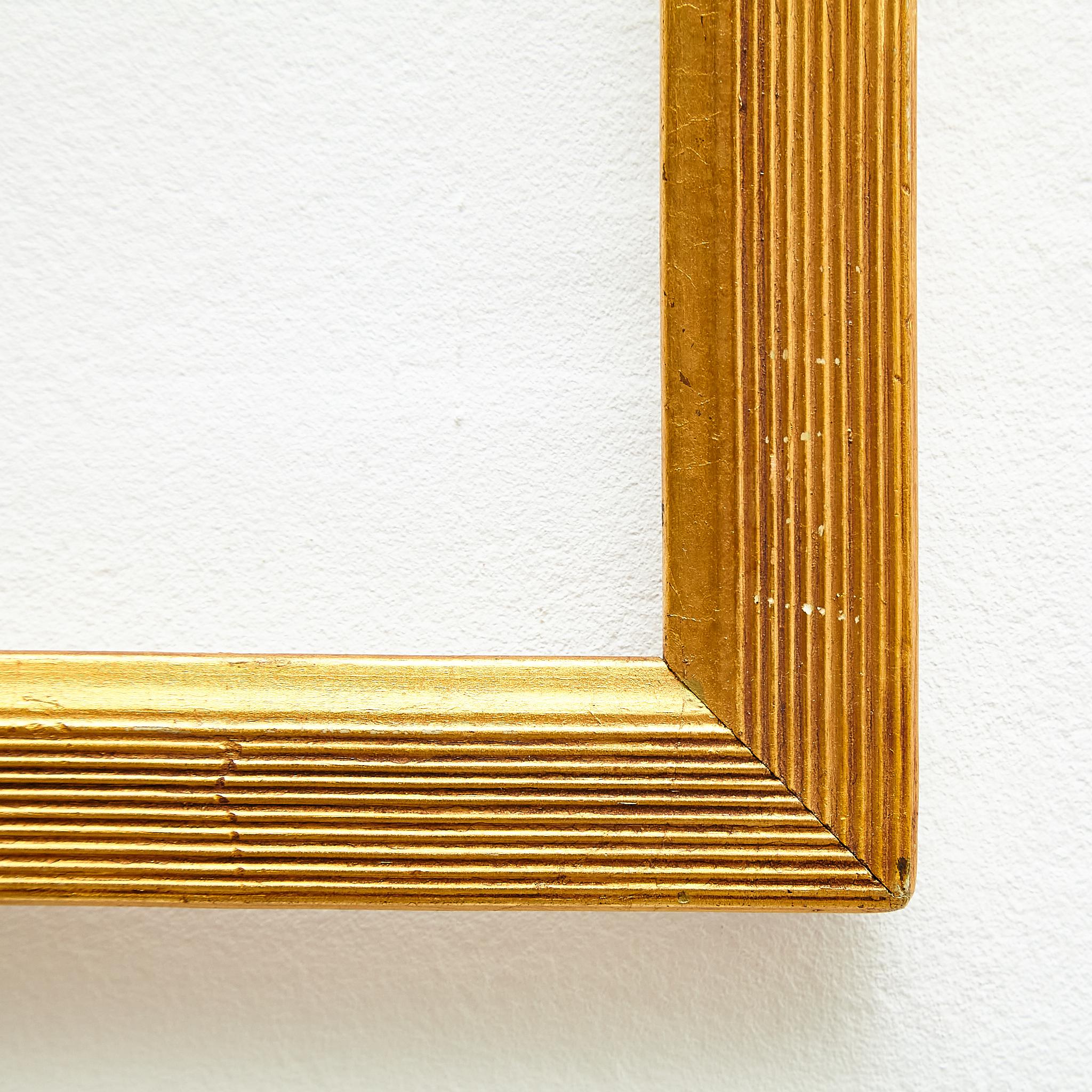 Hand-Painted Antique Gold Wood Frame, circa 1950