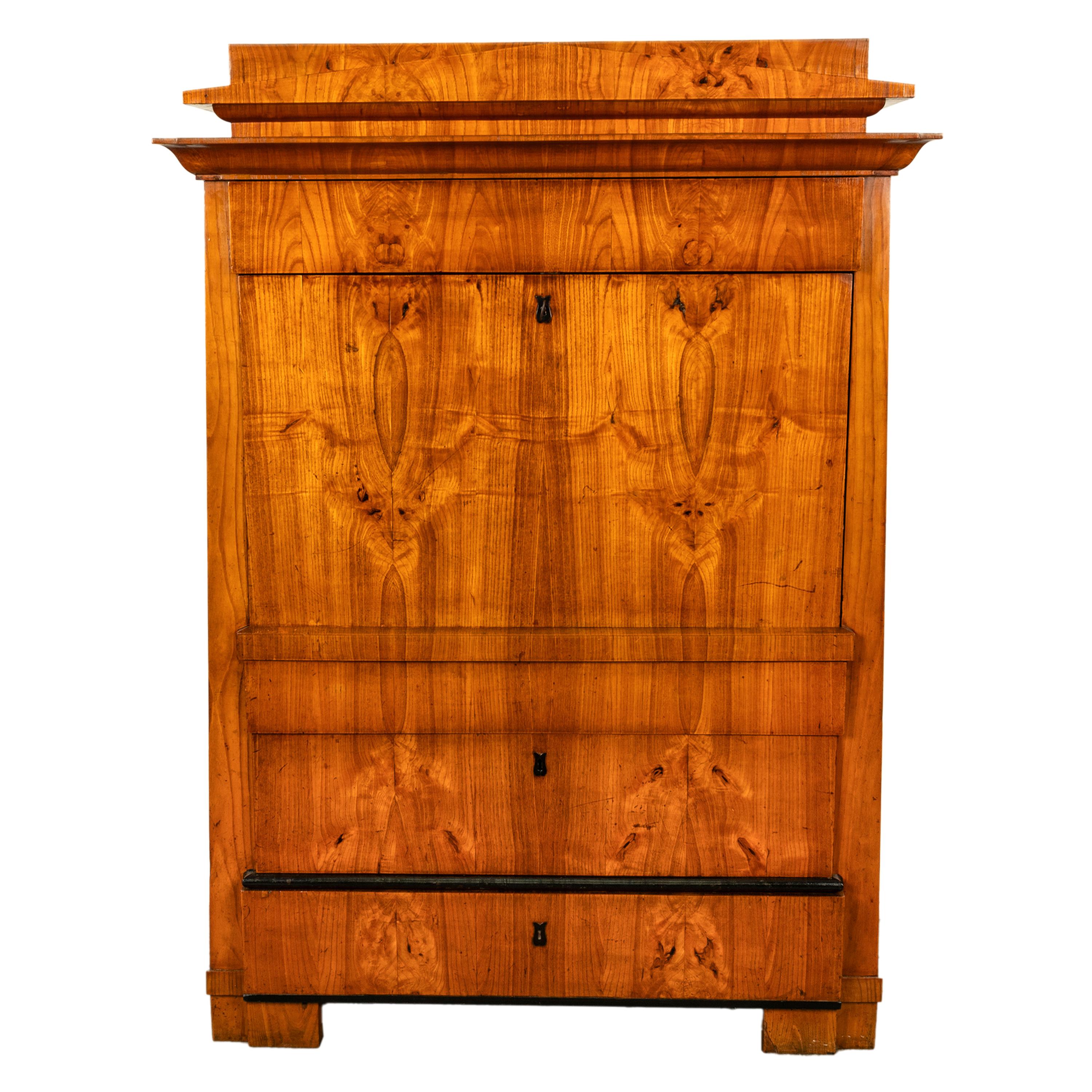 Antike Biedermeier-Schreibtisch-Sekretär-Kommode aus goldener Esche und Ebenholz Schweden 1820 10