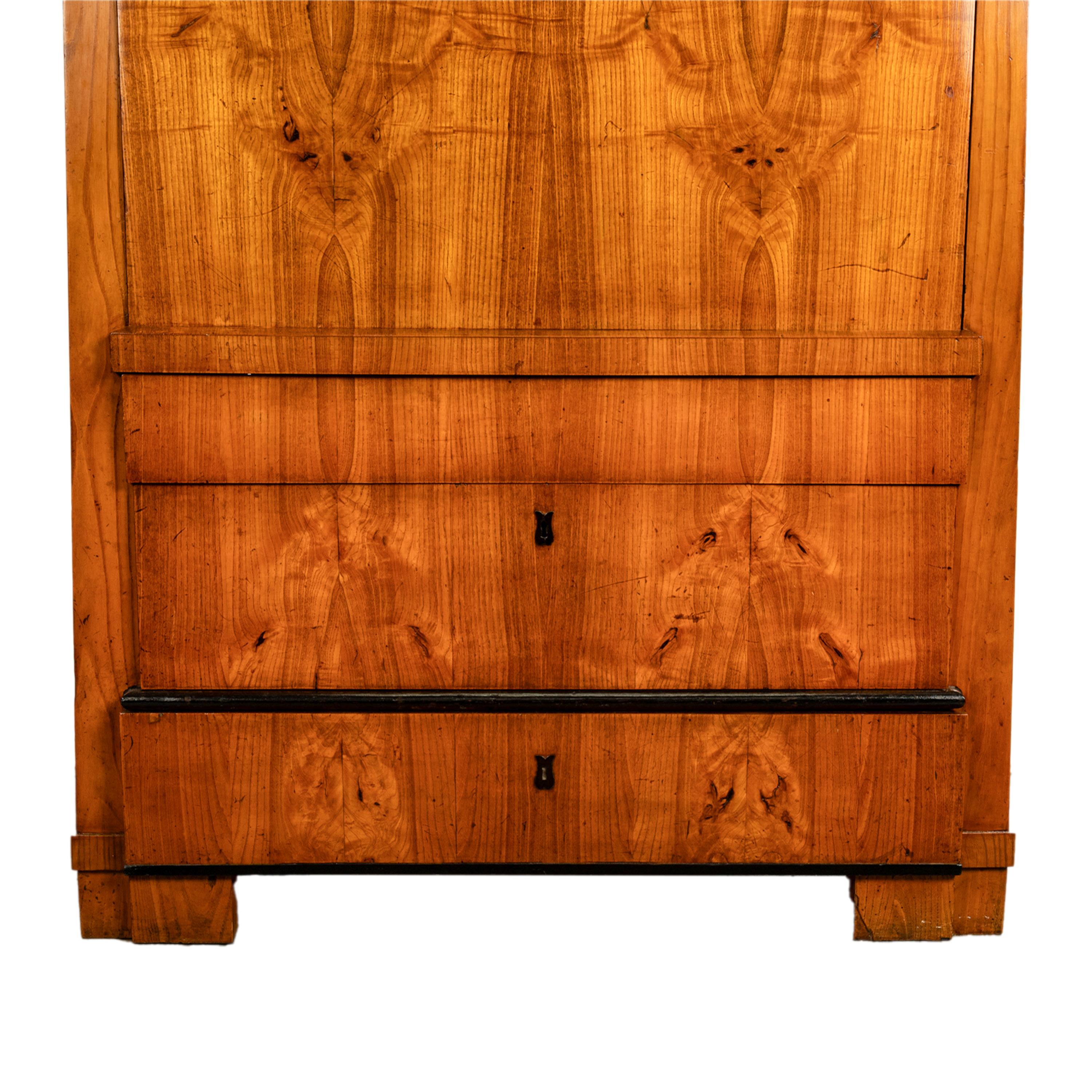 Antike Biedermeier-Schreibtisch-Sekretär-Kommode aus goldener Esche und Ebenholz Schweden 1820 12