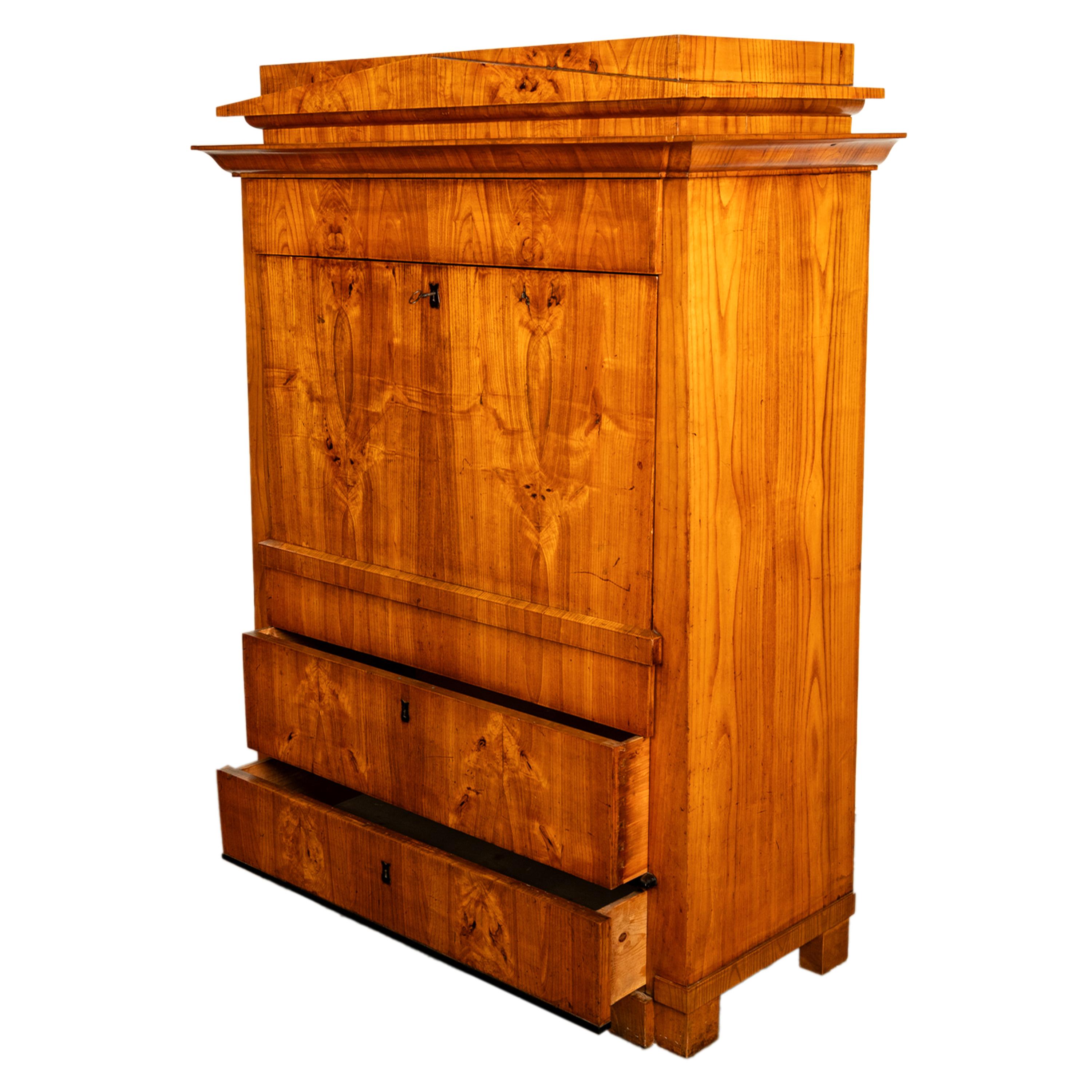 Antike Biedermeier-Schreibtisch-Sekretär-Kommode aus goldener Esche und Ebenholz Schweden 1820 (Frühes 19. Jahrhundert)