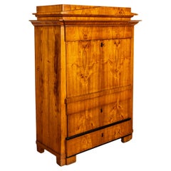 Ancien bureau secrétaire Biedermeier en frêne doré et ébène Suède 1820