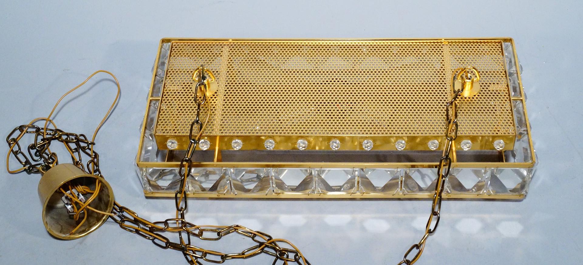 Antiker goldener CEILING LAMP, lange Art-Déco-Kronleuchter mit Hängeleuchte, 50er Jahre (Mitte des 20. Jahrhunderts) im Angebot