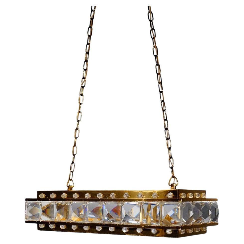 Antique Golden CEILING LAMP, Pendant Light Long Art Deco Chandelier 50's For Sale