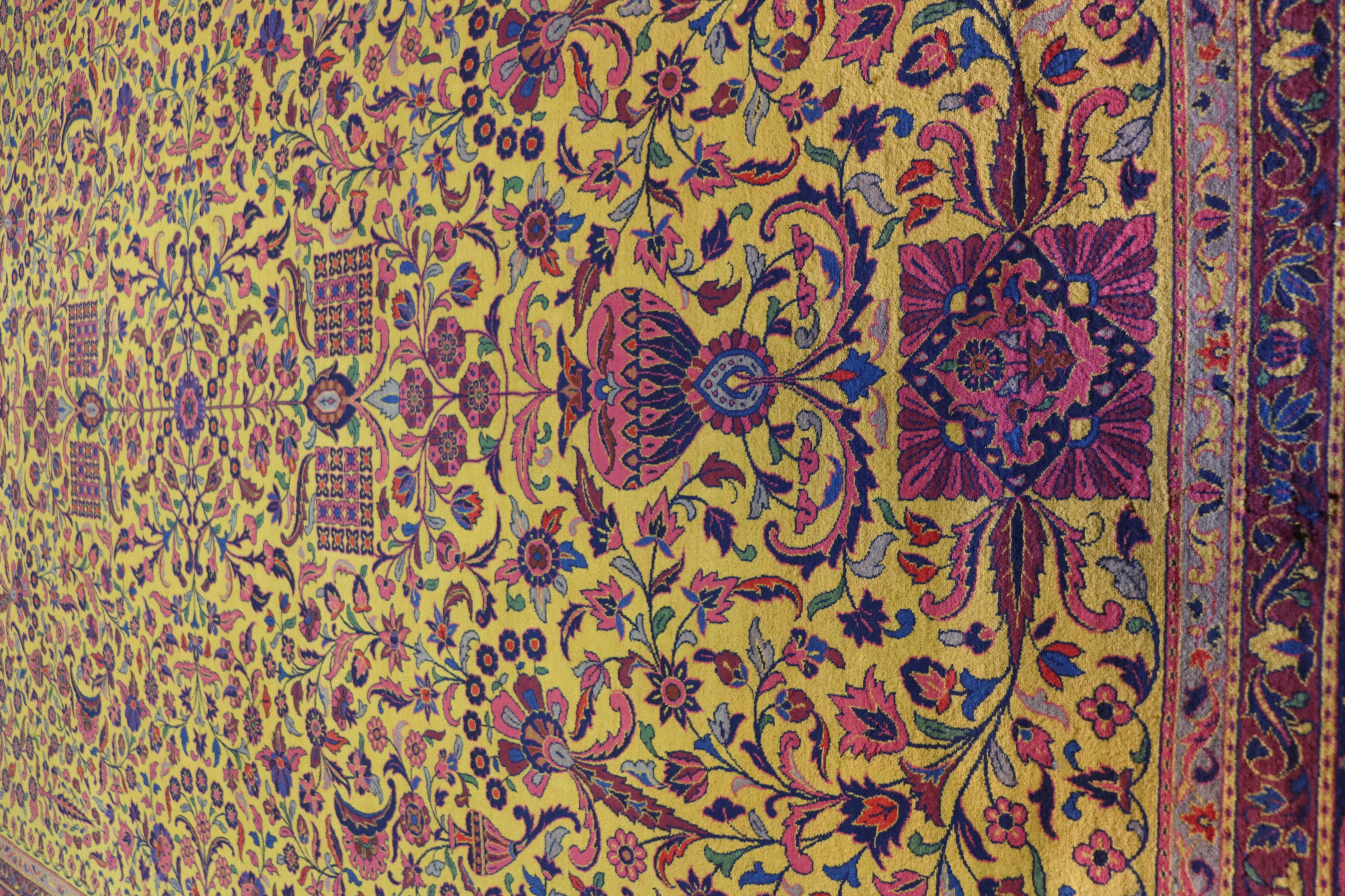 Antique Golden Manchester Kashan Carpet, The Finest, 10' x 14' For Sale 3