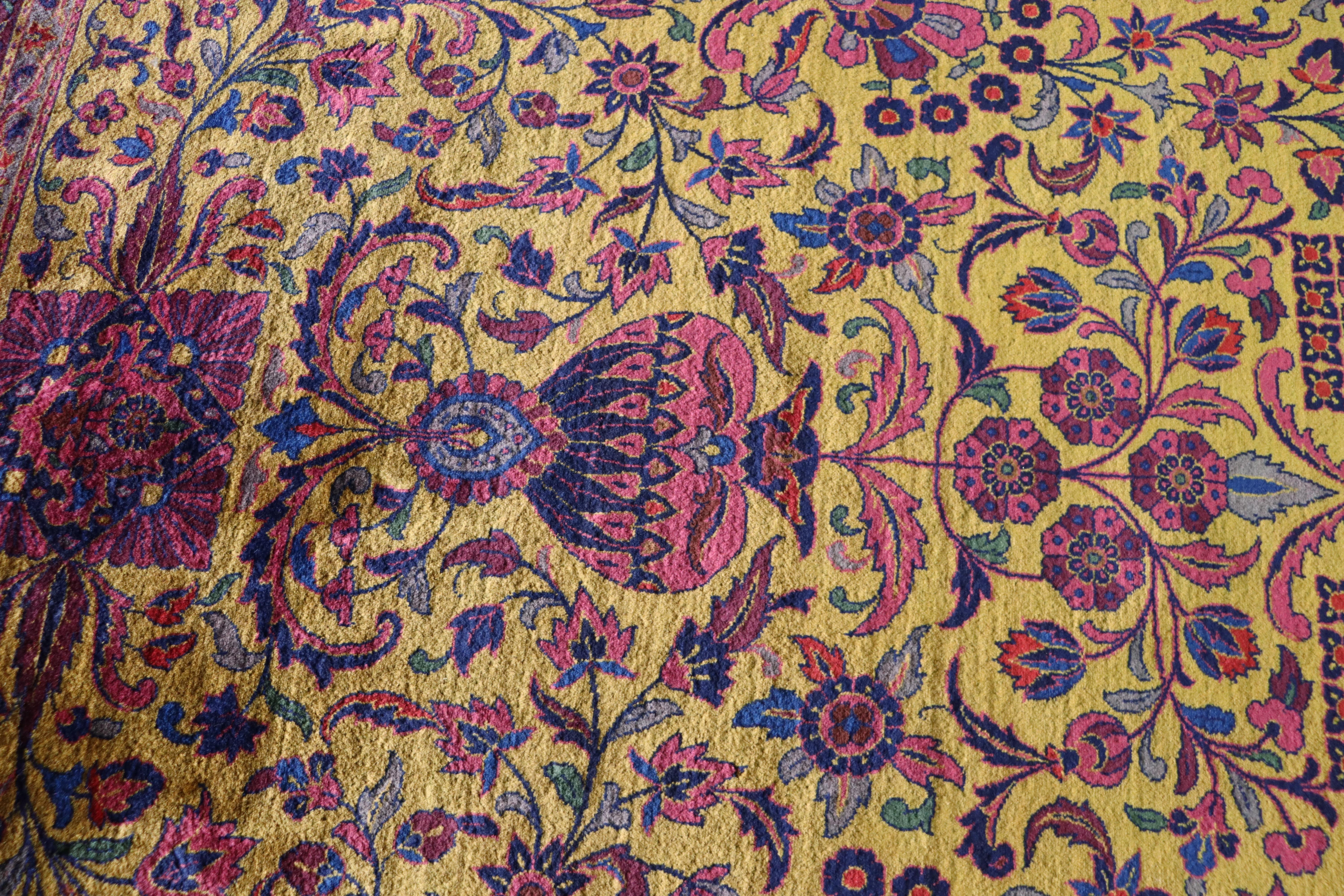 20th Century Antique Golden Manchester Kashan Carpet, The Finest, 10' x 14' For Sale