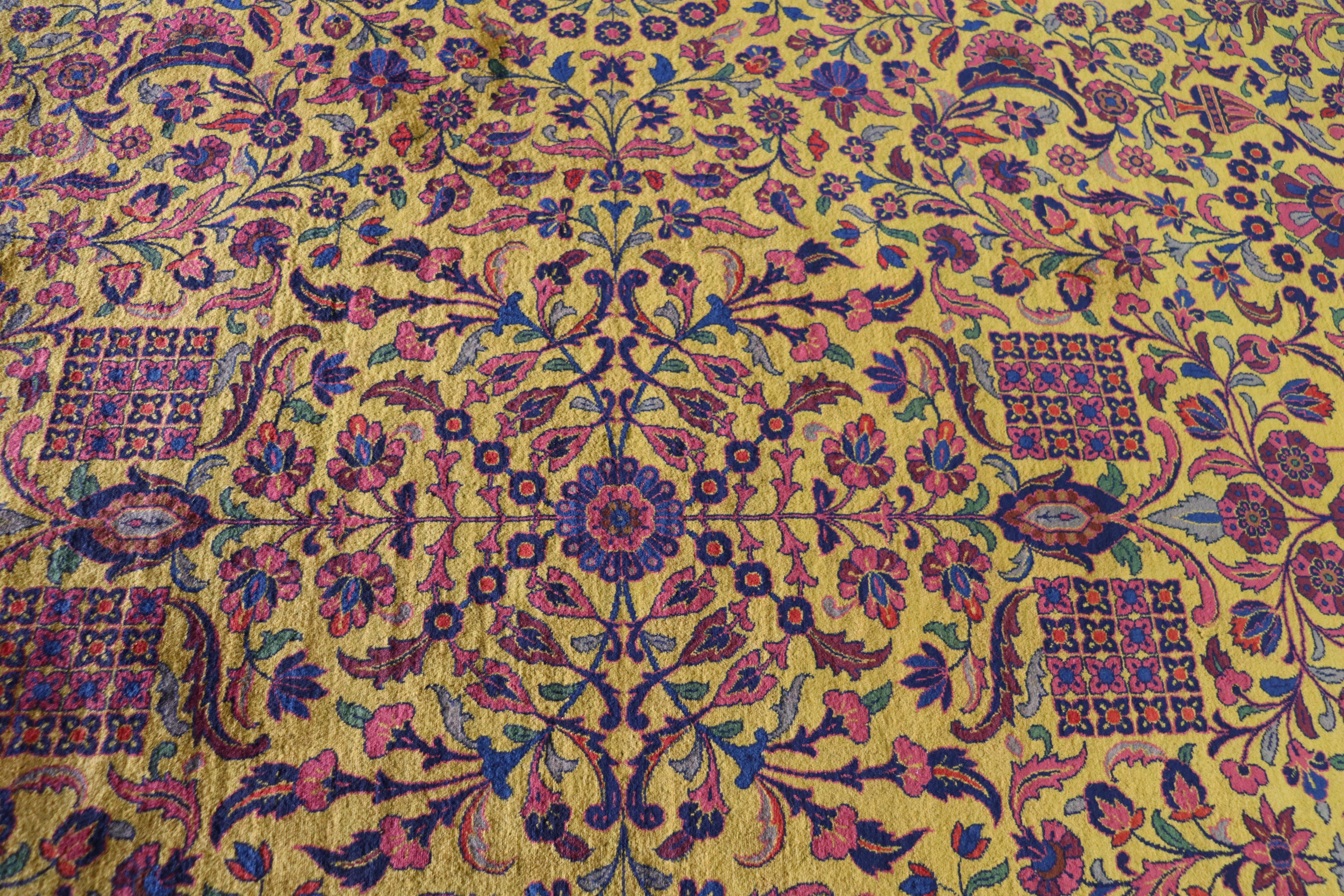 Wool Antique Golden Manchester Kashan Carpet, The Finest, 10' x 14' For Sale