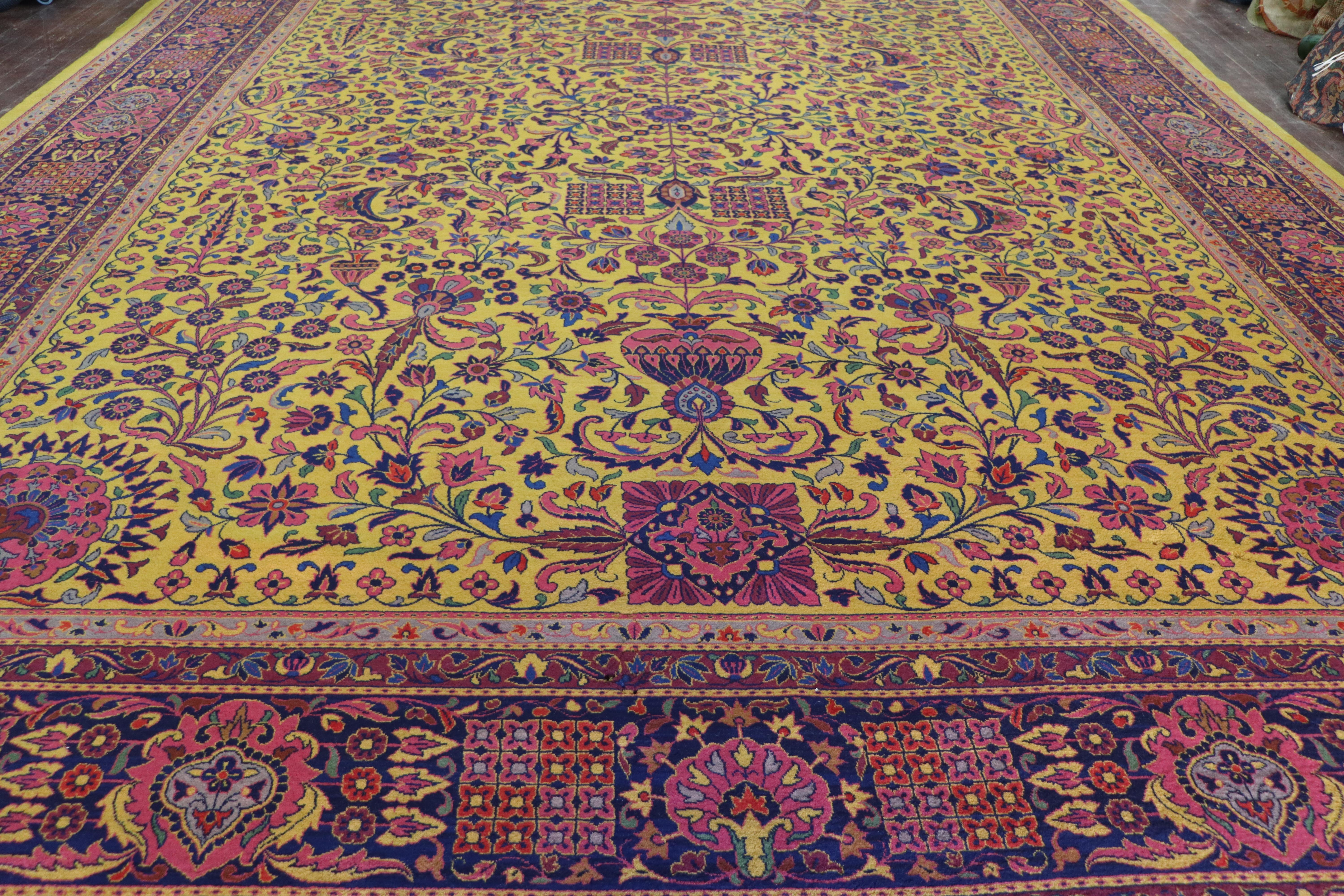 Antique Golden Manchester Kashan Carpet, The Finest, 10' x 14' For Sale 1