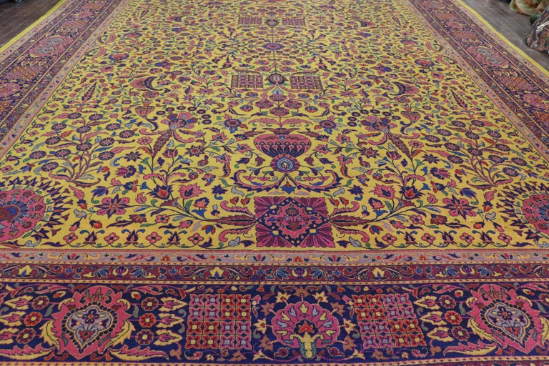 Antique Golden Manchester Kashan Carpet, The Finest, 10' x 14' For Sale