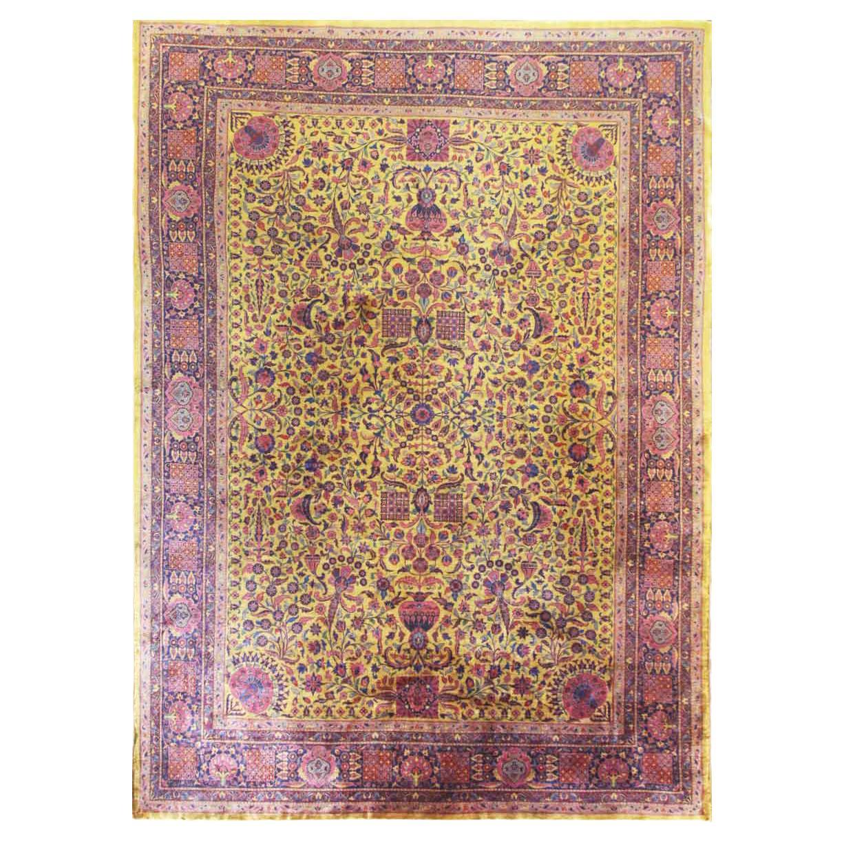Antique Golden Manchester Kashan Carpet, The Finest, 10' x 14' For Sale