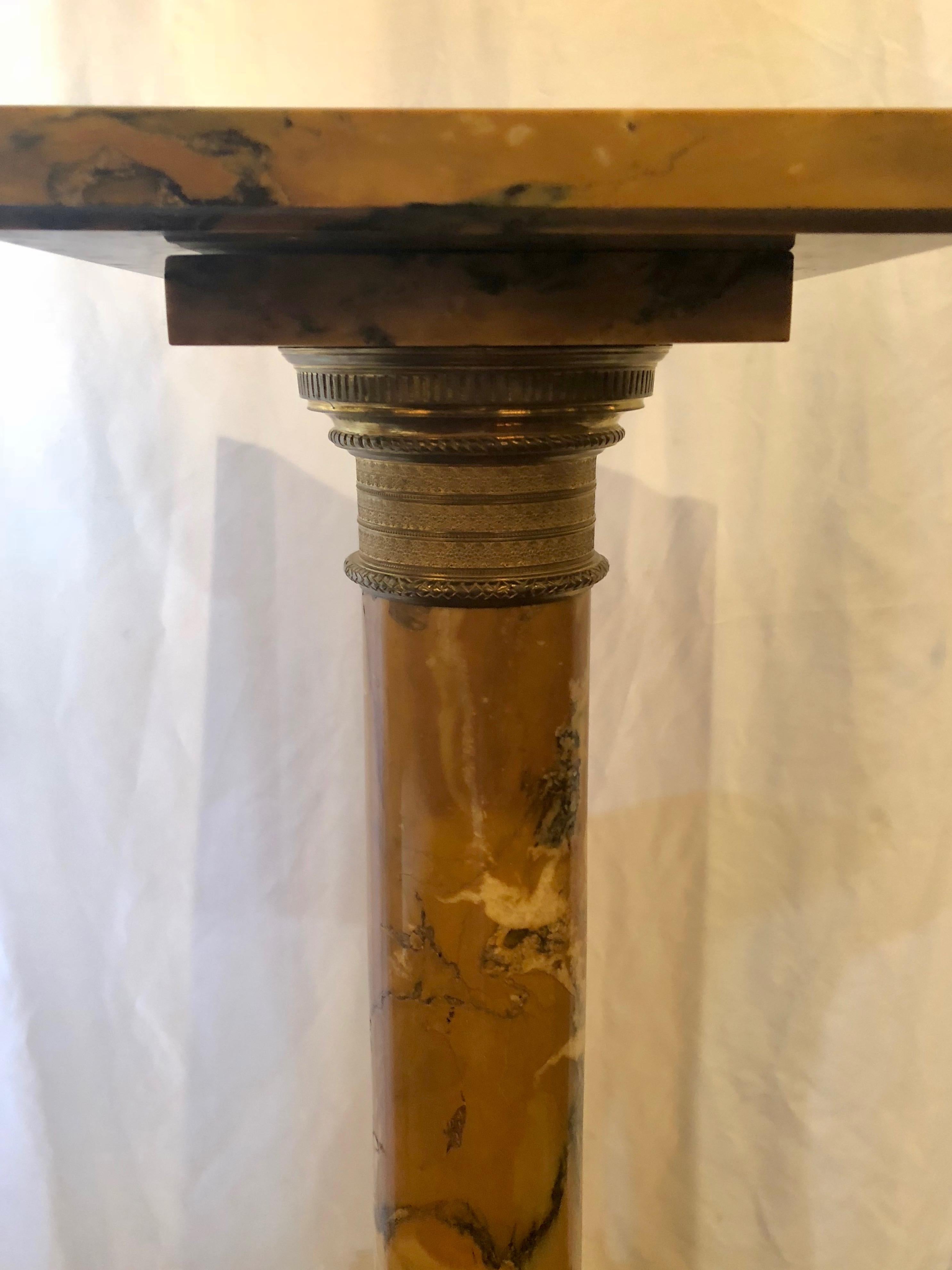 Antique Golden Marble Revolving Pedestal with Ormolu Mounts In Good Condition For Sale In New Orleans, LA