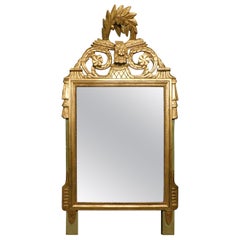 Antique Golden Mirror Wood, Floral Carved Decorations, 1800, Italy