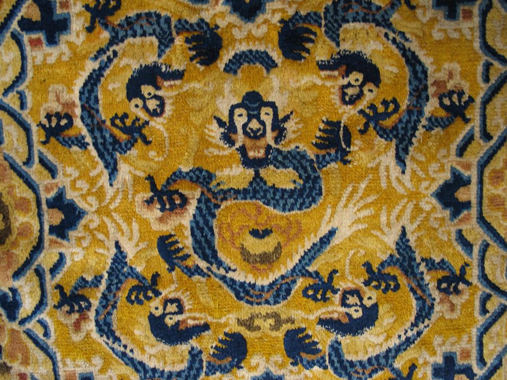 Hand-Knotted Antique Golden Ningxia Rug For Sale